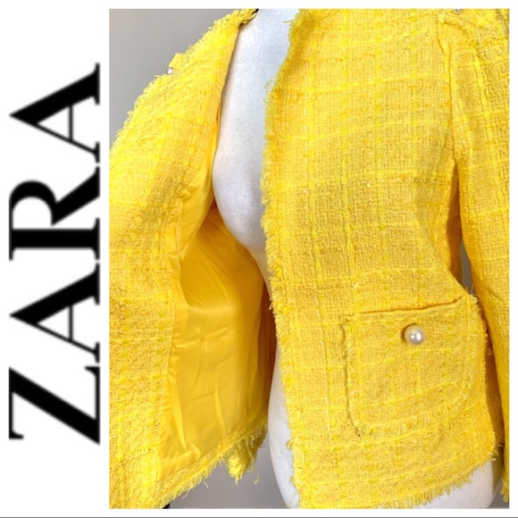 Zara Jackets & Blazers - w/TAGs ZARA Woman Tweed Yellow Jacket BLAZER